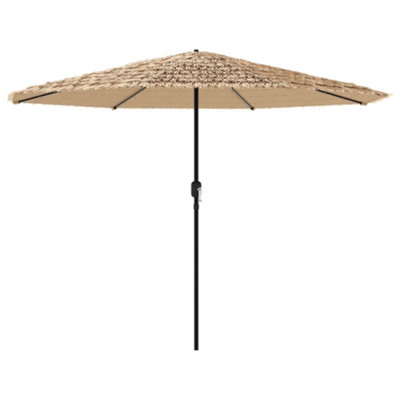 B&Q -  Durable Garden Parasol With Leds And Steel Pole Brown 324X324X247 Cm