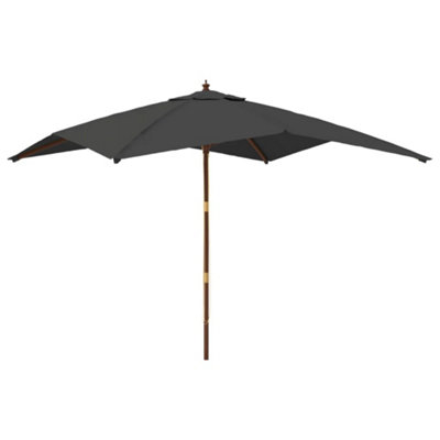 B&Q -  Durable Garden Parasol With Wooden Pole Anthracite 300X300X273 Cm
