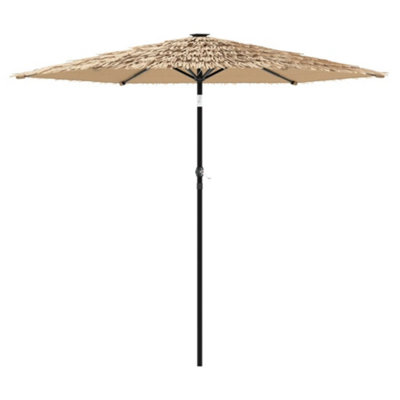B&Q -  Durable Garden Parasol With Leds And Steel Pole Brown 268X268X226 Cm