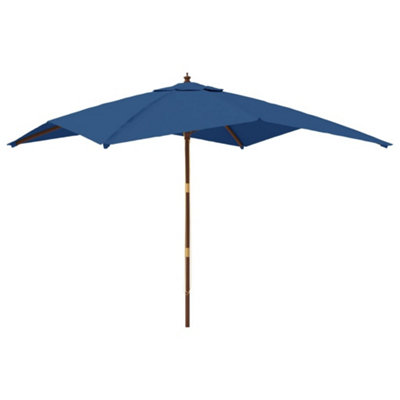 B&Q -  Durable Garden Parasol With Wooden Pole Azure Blue 300X300X273 Cm