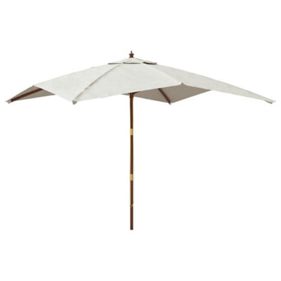 B&Q -  Durable Garden Parasol With Wooden Pole Sand 300X300X273 Cm