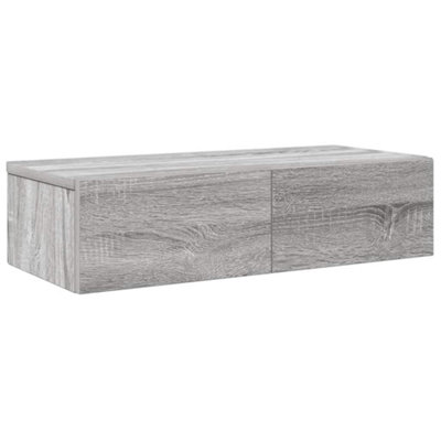 B&Q -  Durable Wall Shelf With Drawers Grey Sonoma 60X26.5X15 Cm Engineered Wood