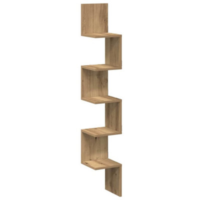 Berkfield Durable Wall Corner Shelf Artisan Oak 20X20X127.5 Cm Engineered Wood from B&Q