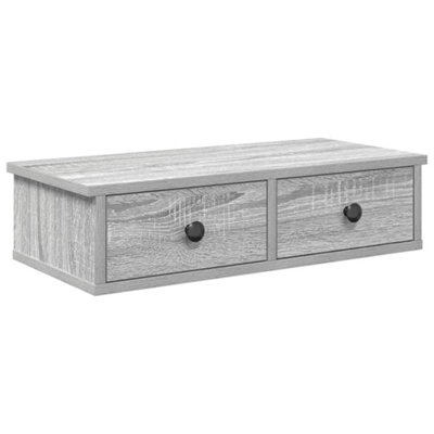 B&Q -  Durable Wall Shelf With Drawers Grey Sonoma 60X25X15 Cm Engineered Wood
