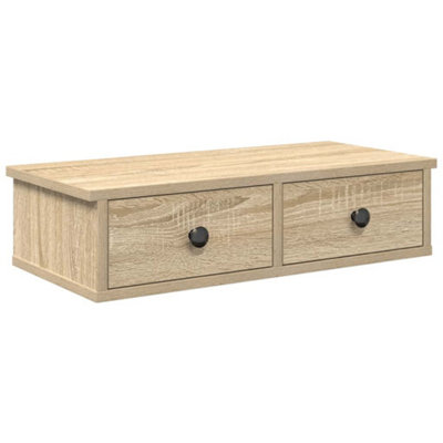 B&Q -  Durable Wall Shelf With Drawers Sonoma Oak 60X25X15 Cm Engineered Wood