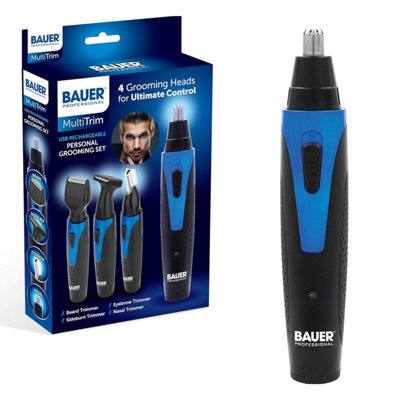 Bauer Rechargeable Multi Function Trimmer - 4 In 1 Grooming Kit With Shaver - Nose & Hair Trimmer - Usb Charging Trimmer & Shaver
