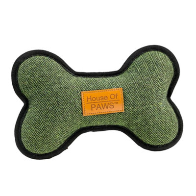 House Of Paws Bone Tweed Dog Squeak Toy Green (One Size) from B&Q