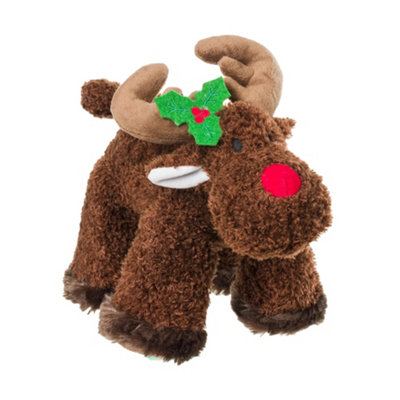 House Of Paws Reindeer Tweed Christmas Dog Squeak Toy Brown (One Size) from B&Q