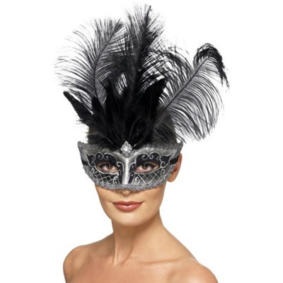 Smiffys Venetian Colombina Eye Mask Grey/black (One Size) from B&Q