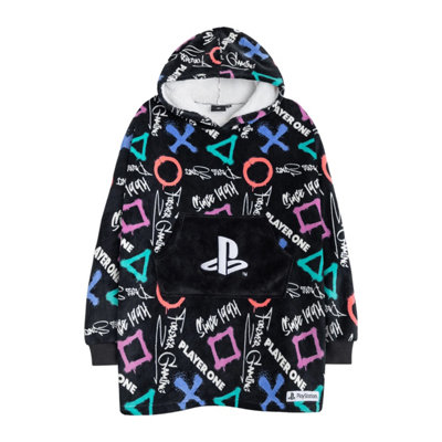  - Playstation Boys Logo Blanket Hoodie Black/multicoloured (One Size)