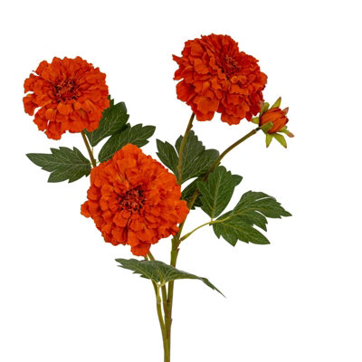 B&Q -  African Marigold Artificial Flower Spray Red (One Size)