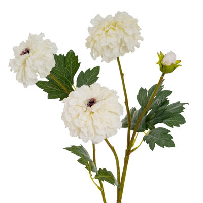 B&Q -  African Marigold Artificial Flower Spray White (One Size)