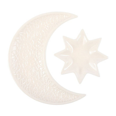  - Something Different Crescent Moon & Stars Trinket Dish White (One Size)