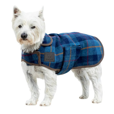 Digby & Fox Checked Tweed Dog Coat Navy (Xxxxs)