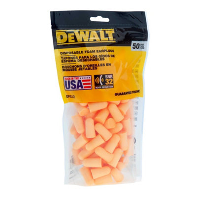 Dewalt Foam Ear Plugs (Pack Of 50) Orange (One Size) from B&Q