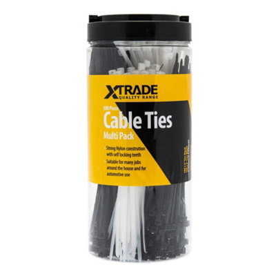 Xtrade Cable Ties (Pack Of 500) Black/white (One Size) from B&Q
