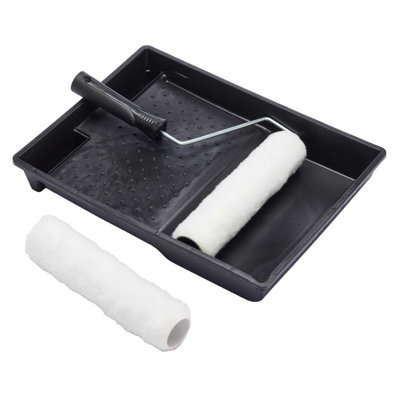 B&Q -  Essentials Paint Roller Set Black/white/silver (One Size)