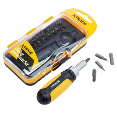 Xtrade Ratchet Screwdriver Set (Pack Of 38) Black/yellow (One Size) from B&Q