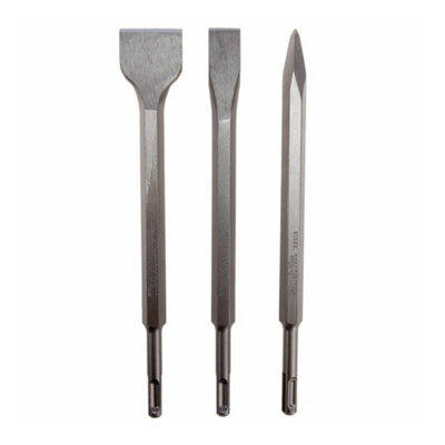 B&Q -  Sds Plus Chisel Set (Pack Of 3) Silver (One Size)