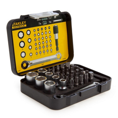 Stanley 1/4 Drive Socket & Spanner Set (Pack Of 39) Silver (One Size)