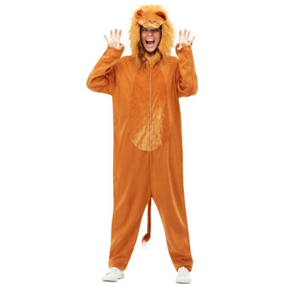 Smiffys Unisex Adult Lion Costume Hooded Jumpsuit Brown (L) from B&Q