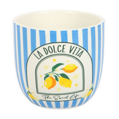 Something Different Unisex Blue La Dolce Vita Contrast Striped Plant Pot In - Image 3