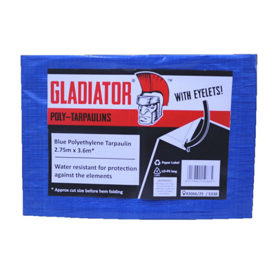 Gladiator Metal Eyelets Polyethylene Tarpaulin Blue (2.7M X 3.6M) from B&Q