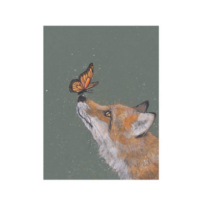Bev Davies The Fox And The Butterfly Canvas Print Orange/white/muted Green (80Cm X 60Cm) from B&Q