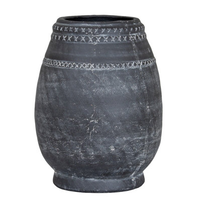 B&Q -  Etched Collection Tall Vase Black (25Cm X 19Cm X 19Cm)