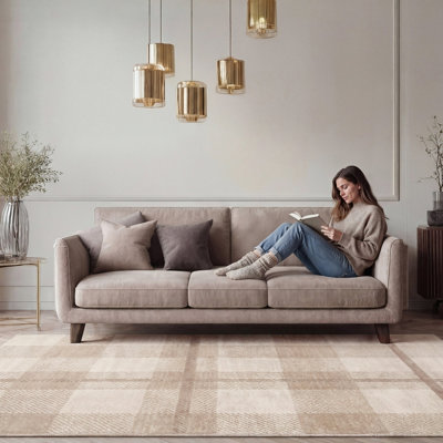 Loomed Kukoon Oscar Cream Soft Neutral Bordered Area Rug150 X 80Cm