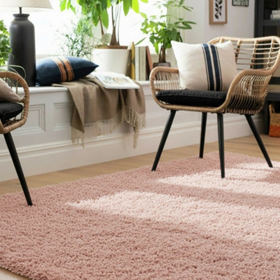 B&Q -  Kukoon Nore Pink Shaggy Soft Area Rug Living Room330 X 240Cm