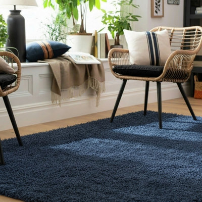 B&Q -  Kukoon Nore Navy Shaggy Soft Area Rug Living Room290 X 200Cm