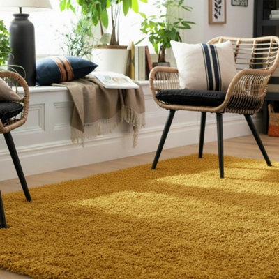 B&Q -  Kukoon Nore Yellow Shaggy Soft Area Rug Modern Living Room290 X 200Cm