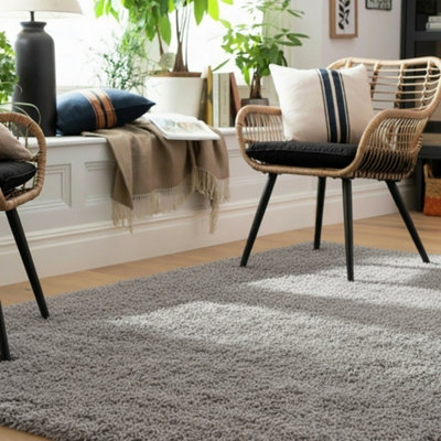 Loomed Kukoon Nore Grey Shaggy Soft Area Living Room Rug230 X 160Cm