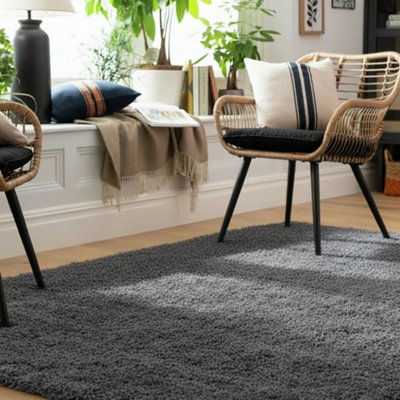 Loomed Kukoon Nore Grey Shaggy Soft Area Rug Living Room240 X 60Cm