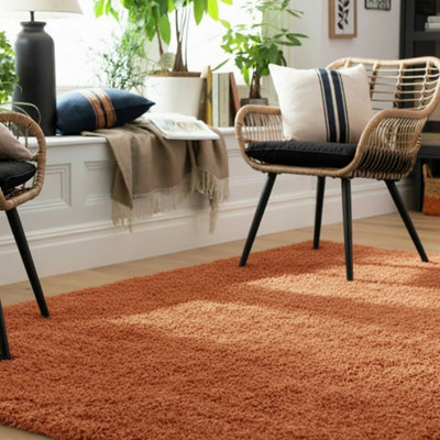 Loomed Kukoon Nore Terracotta Shaggy Soft Pile Living Area Rug290 X 200Cm