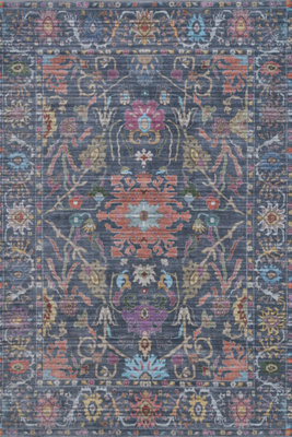 B&Q -  Navy Soft Machine Washable Washable Living Area Rug150 X 80Cm