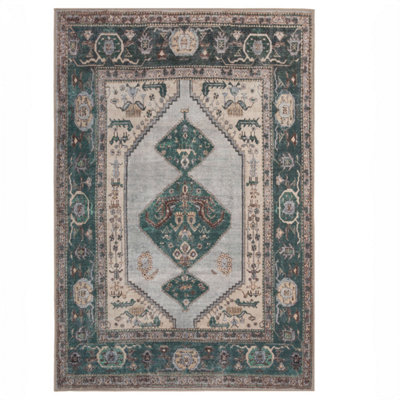 B&Q -  Kukoon Flat Woven Machine Washable Soft Bordered Area Rug170 X 120Cm
