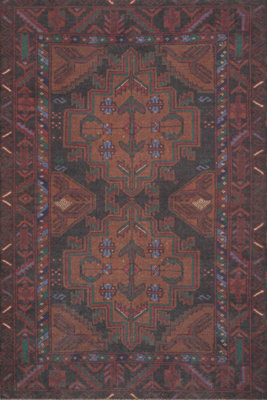 B&Q -  Kukoon Red Flat Machine Washable Woven Vintage Soft Living Area Rug170 X 120Cm