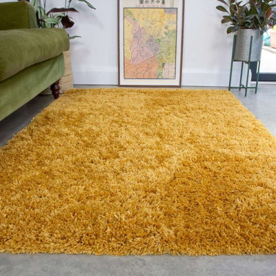 B&Q -  Kukoon Nore Yellow Shaggy Soft Area Rug Living Room240 X 60Cm