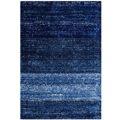 Loomed Kukoon Alder Navy Soft Shaggy Pile Modern Living Area Rug290 X 200Cm
