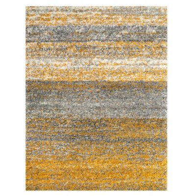Loomed Kukoon Alder Yellow Soft Modern Shaggy Living Area Rug110 X 60Cm