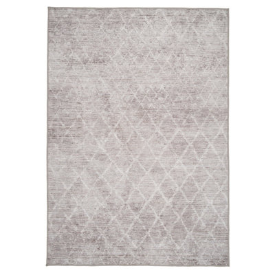 B&Q -  Griege Machine Washable Soft Modern Area Rug150 X 80Cm