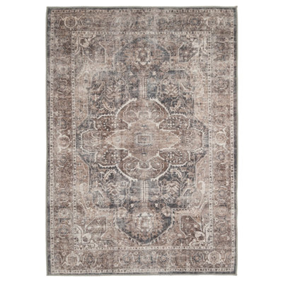 B&Q -  Brown Machine Washable Soft Living Area Rug300 X 80Cm