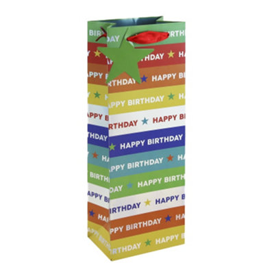 Eurowrap Holographic Birthday Bottle Bag (Pack Of 6) Multicoloured (One Size) from B&Q