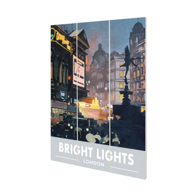 Railway Museum Bright Lights London Micro Wood Print Multicoloured (29.5Cm X 20Cm) from B&Q