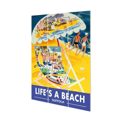 Railway Museum Lifes A Beach Suffolk Micro Wood Print Yellow (29.5Cm X 20Cm) from B&Q