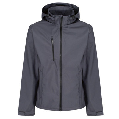 Regatta Professional Mens Venturer Softshell 3 Layer Hooded Jacket Seal Grey/black (M)