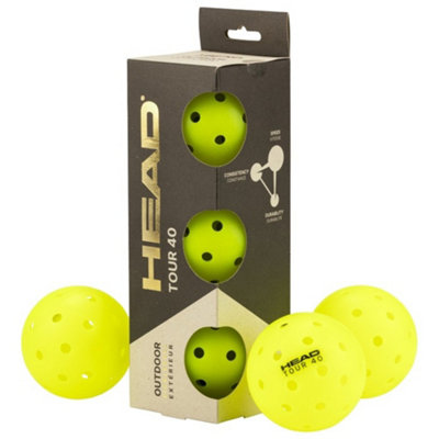 Head Tour 40 Pickleball Balls (Pack Of 3) Yellow (One Size) from B&Q