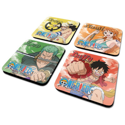 One Piece Characters Coaster Set (Pack Of 4) Multicoloured (One Size) from B&Q